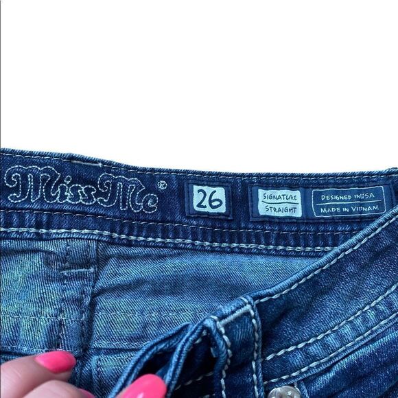 Miss Me Straight Leg Jeans Size 26 Aztec Bling Hot Cowgirl - Picture 4 of 7
